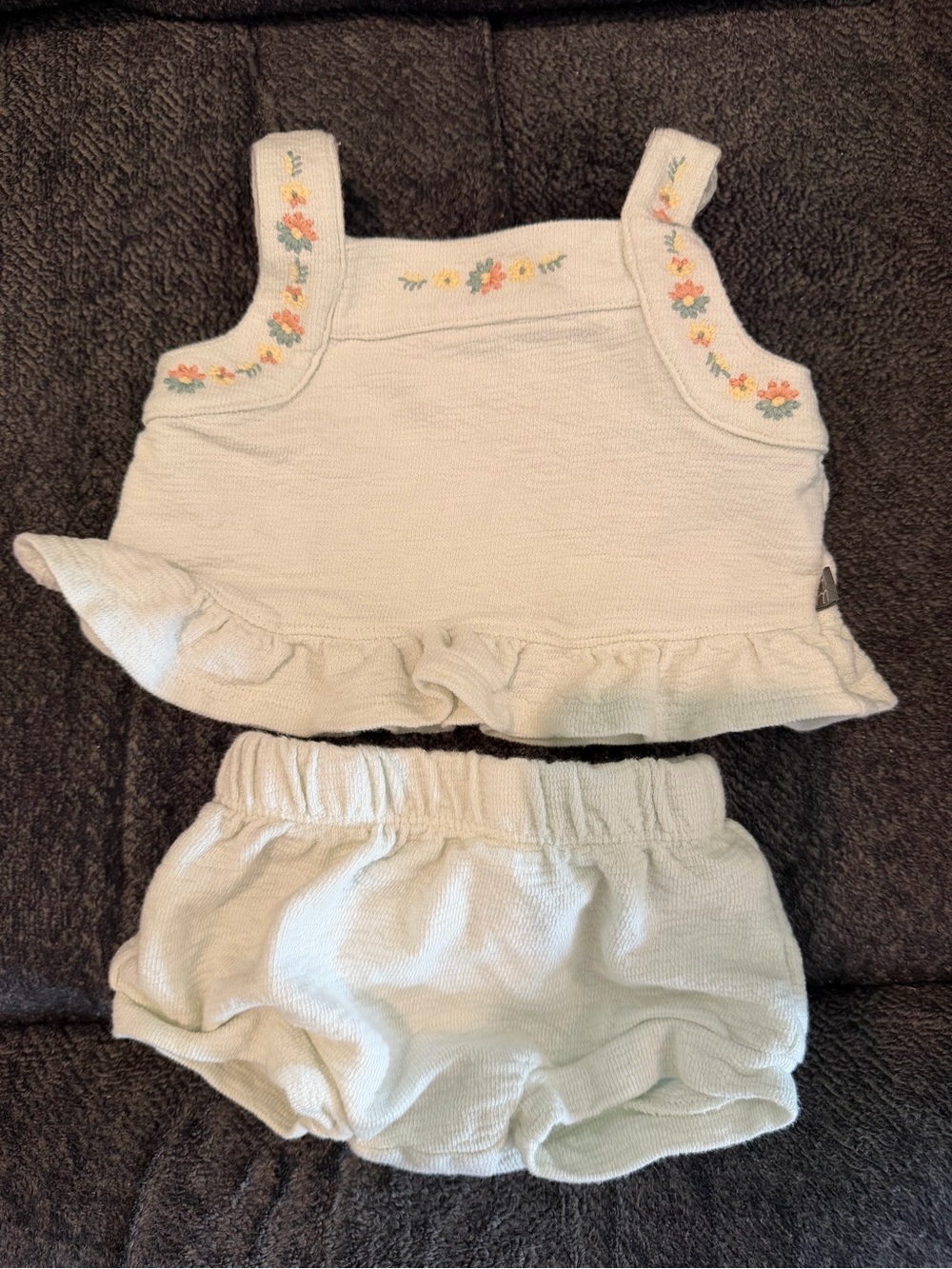 Carter's Light Mint Knit Tank & Bloomer Set with Floral Embroidery